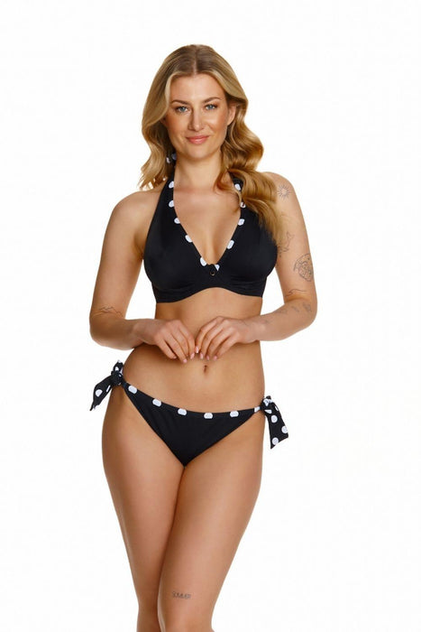 Elegant Black and White Polka Dot Bralette Swim Top