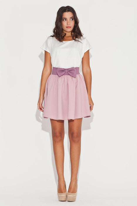 Charming Bow-Embellished Flared Mini Skirt