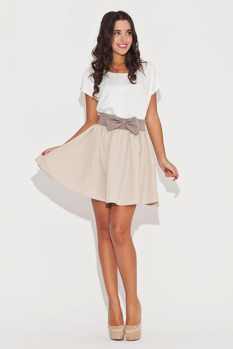 Charming Bow-Embellished Flared Mini Skirt