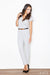 Chic Belted Jumpsuit with Alluring Neckline and Elegant Design