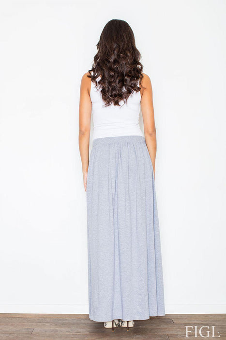 Gray Cotton Maxi Skirt with Chic Leg Slit