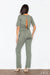 Chic Elbow-Length Sleeve Viscose Jumpsuit with Stylish Accents