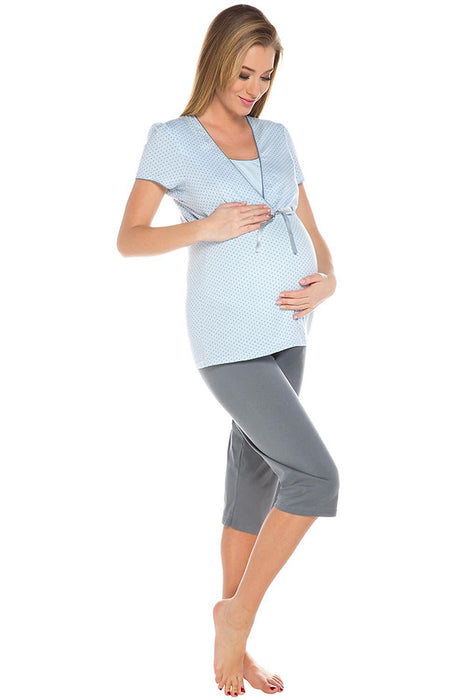 Comfortable Italian Dot Pattern Maternity and Nursing Pyjama Set