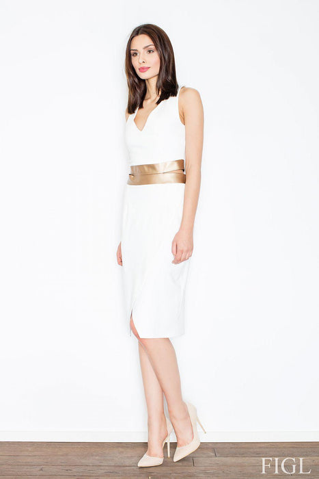 Sleek Eco-Leather Cut-Out Sleeveless Evening Dress