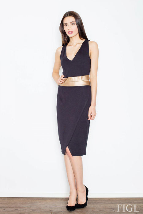 Alluring Eco-Leather Evening Gown with Stylish Cut-Out Accents