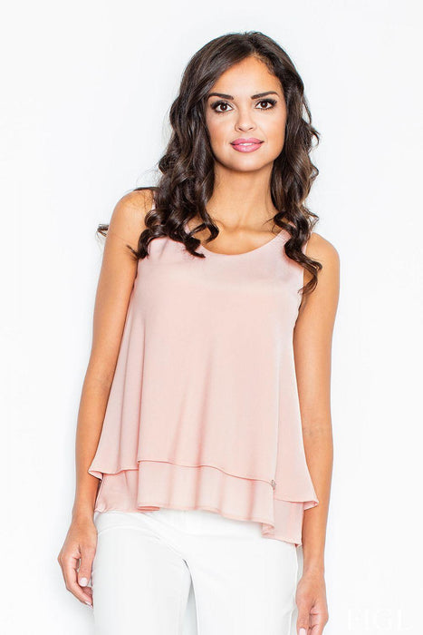 Elegant Sleeveless Double-Breasted Polyester Top