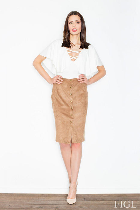 Luxurious Suede Pencil Skirt with Innovative Closure - Available in Multiple Sizes