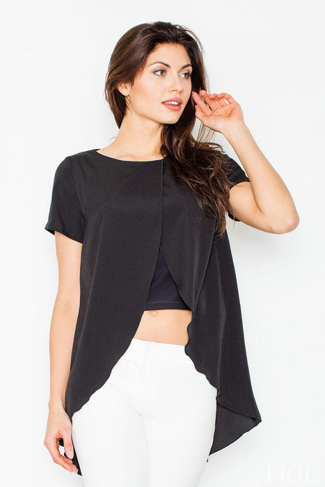 Trendy Back-Detail Cropped Blouse with Modern Flair