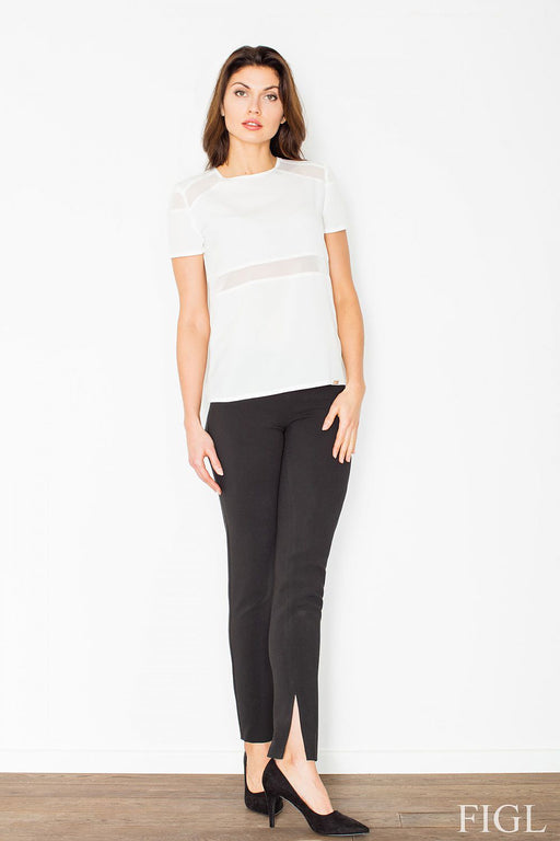 Chic Straight-Cut Pants for Women - Side Zip Closure and Stylish Slits - Size Guide Included