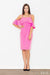 Elegant Knit Day Dress with Frill Accents and Trendy Shoulder Cutouts