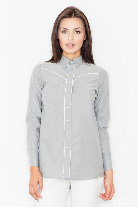 Sophisticated Women's Cotton Blend Button-Up Shirt - Enhance Your Style with Figl's Chic 61516 Design