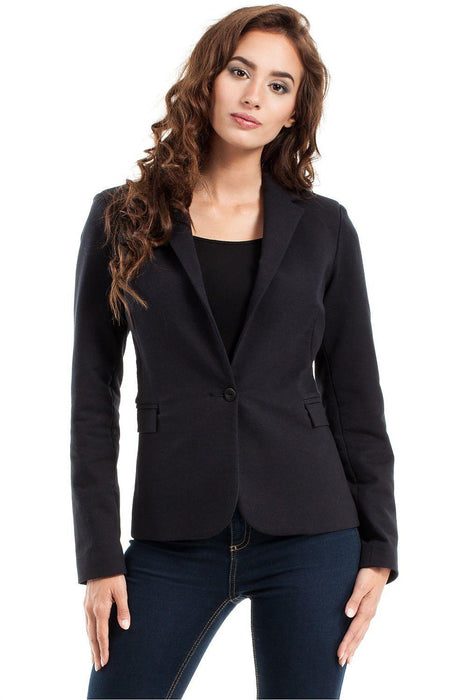 Chic Charcoal Grey Tailored Cotton Blazer with Trendy Rolled Sleeves