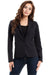 Chic Charcoal Grey Tailored Cotton Blazer with Trendy Rolled Sleeves