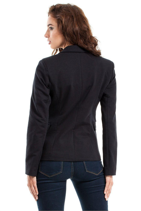 Chic Charcoal Grey Tailored Cotton Blazer with Trendy Rolled Sleeves