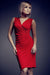 Crimson Asymmetrical V-Neck Dress - Chic Feminine Elegance