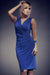 Chic Draped Blue V-Neck Sleeveless Dress