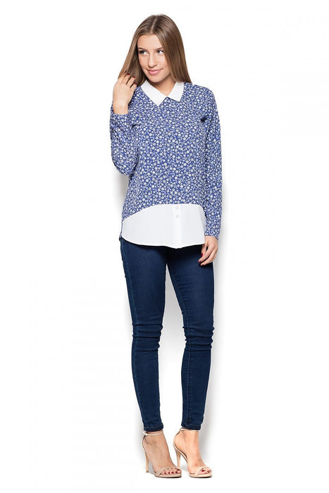 Sophisticated Dual Collar Blouse by Katrus