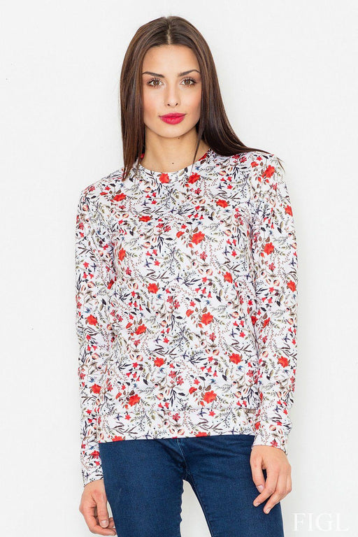 Floral Elegance: Chic Long-Sleeve Women's Sweatshirt