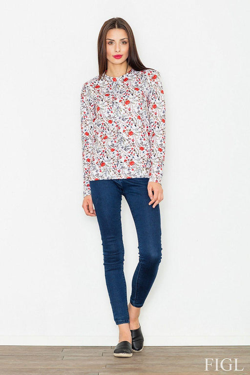 Floral Elegance: Chic Long-Sleeve Women's Sweatshirt