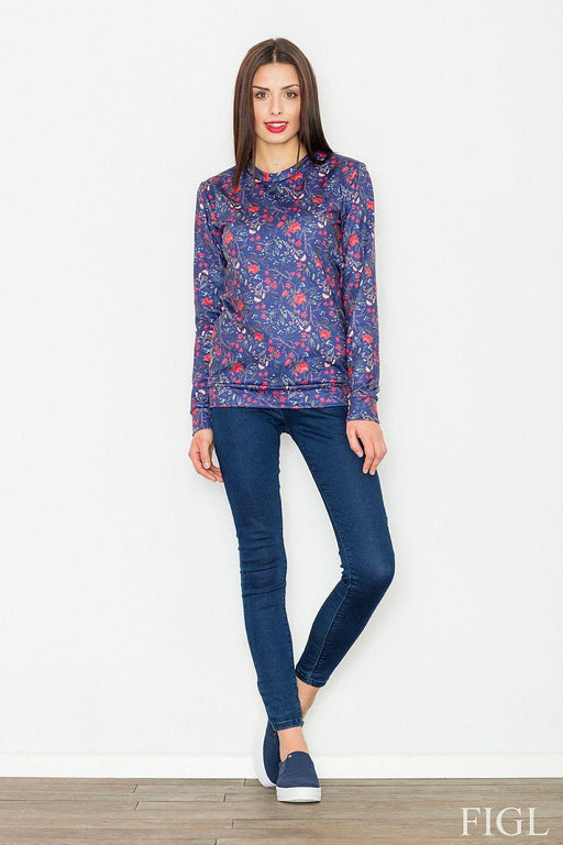 Floral Print Long-Sleeve Women's Sweatshirt - Elegance Redefined