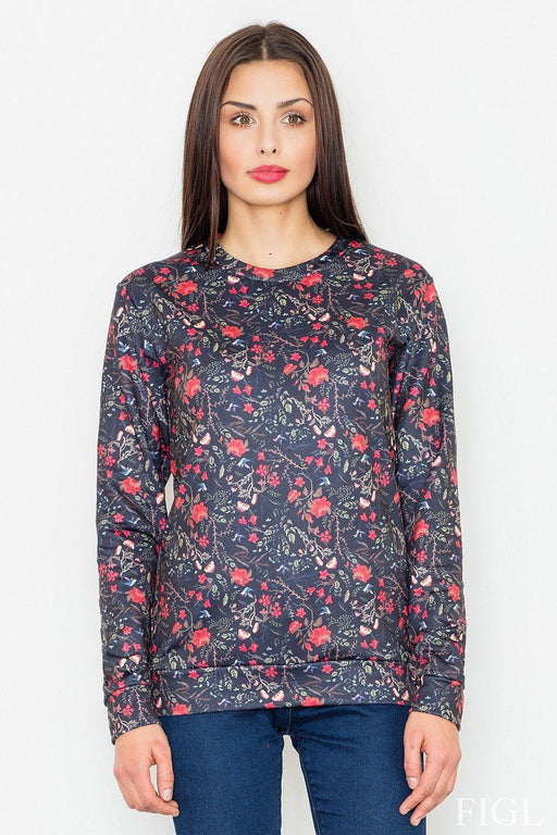 Floral Bliss Women's Long-Sleeved Sweatshirt with Elegant Floral Design