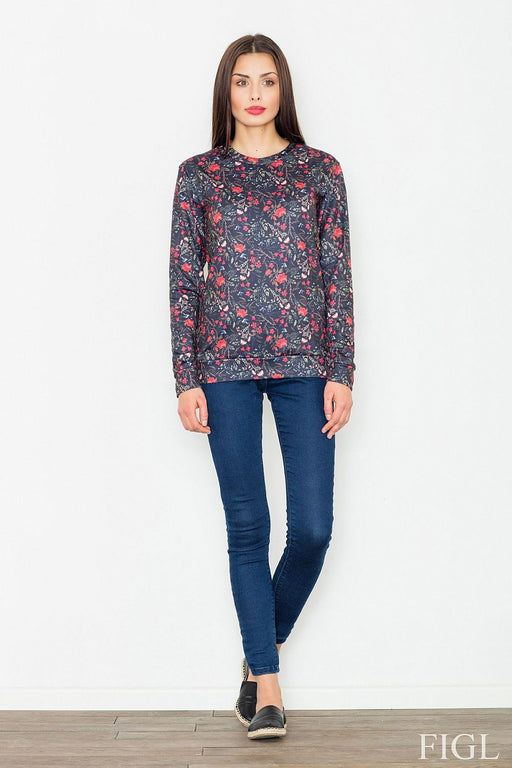 Floral Fabric Women's Long-Sleeved Sweatshirt with Chic Floral Pattern