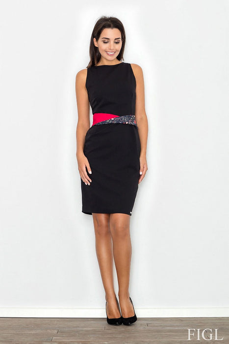 Chic Sleeveless Dress with Two-Tone Waistband