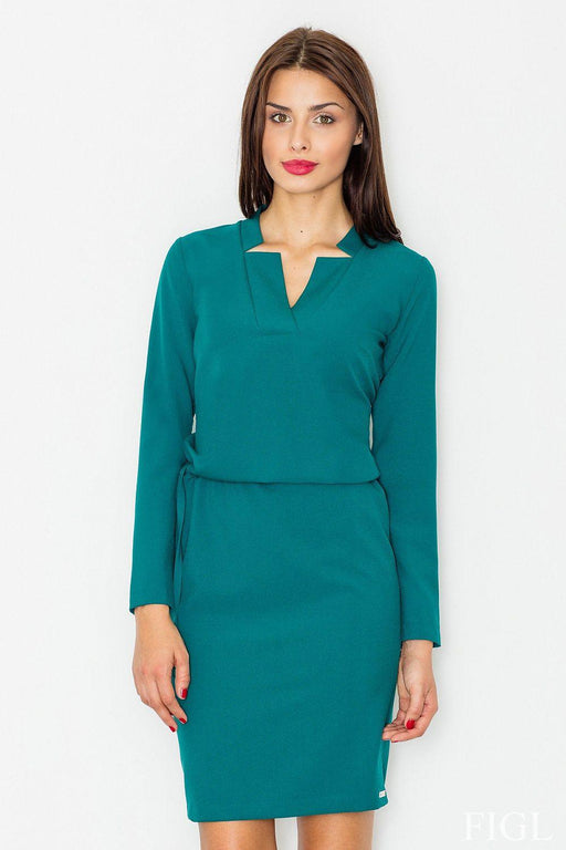 Elegant Long-Sleeve Daydress with Customizable Waist Tie