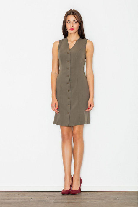 Elegant Sleeveless Button-Up Day Dress - Versatile Chic Attire