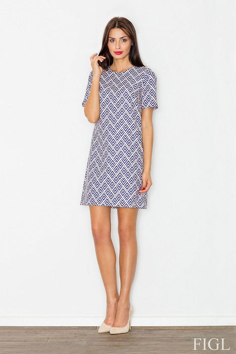 Chic Short-Sleeved A-Line Dress with Concealed Zipper Closure