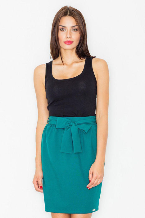 Elegant Sash-Detailed Pencil Skirt with Convenient Side Zip