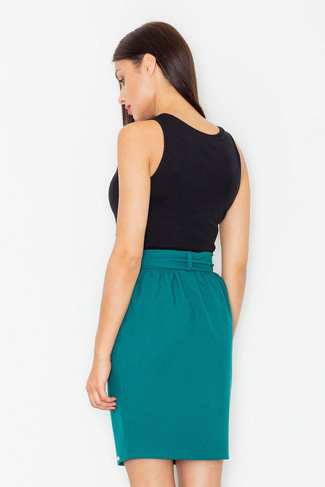 Elegant Sash-Detailed Pencil Skirt with Convenient Side Zip