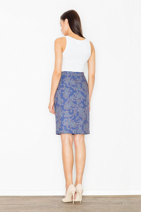 Elegant Patterned Pencil Skirt with Concealed Zipper - Figl 77136