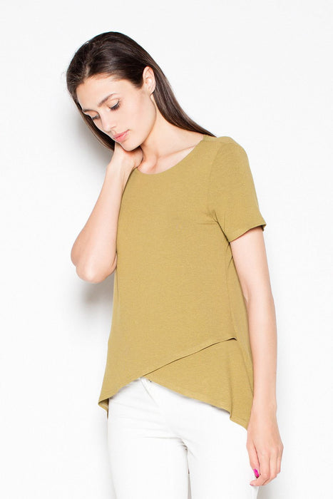 Sophisticated Asymmetrical Blouse with Overlapping Design for Effortless Style