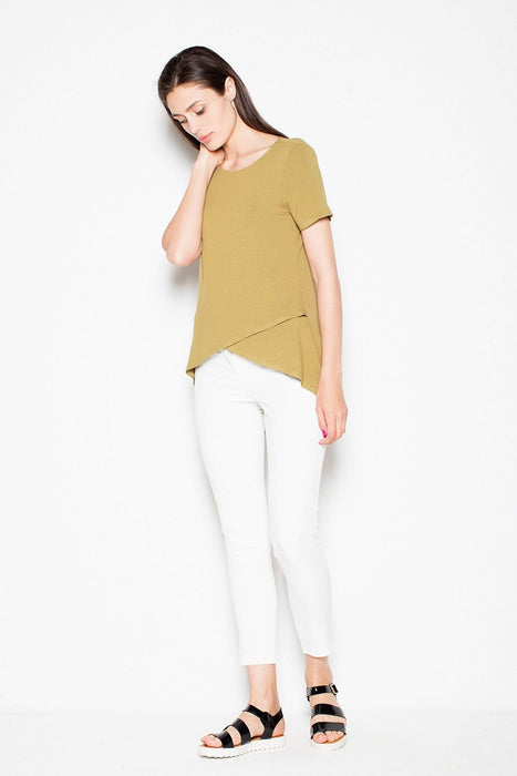 Sophisticated Asymmetrical Blouse with Overlapping Design for Effortless Style