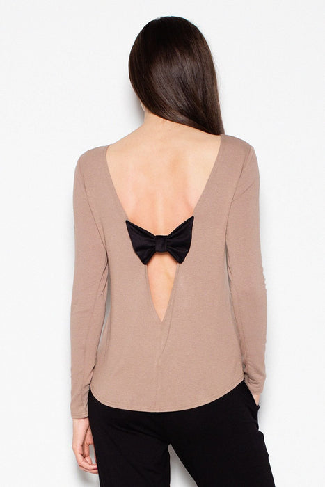 Venaton Backless Blouse with Suede Bow