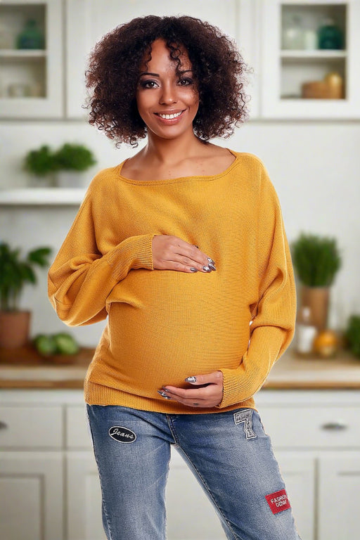 Peekaboo Shoulder Detail Maternity Oversized Sweater