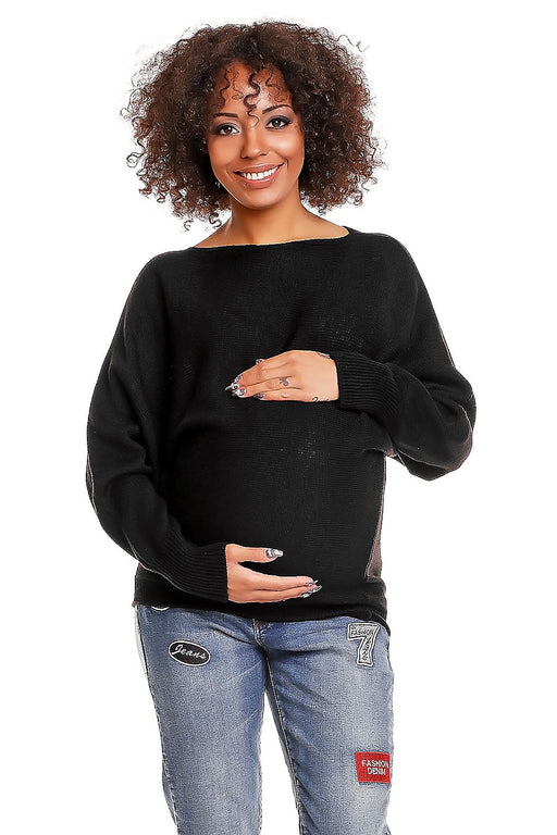 Peekaboo Shoulder Maternity Sweater in Oversized Fit