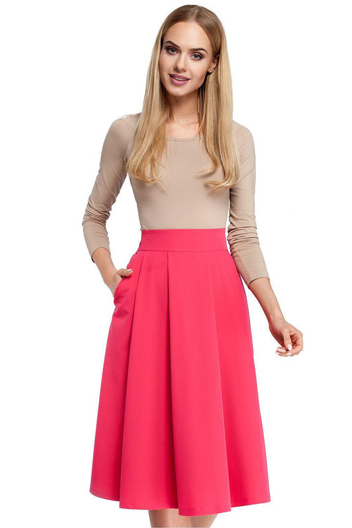 Chic Knee-Length Skirt with Stylish Side Pockets for Effortless Elegance