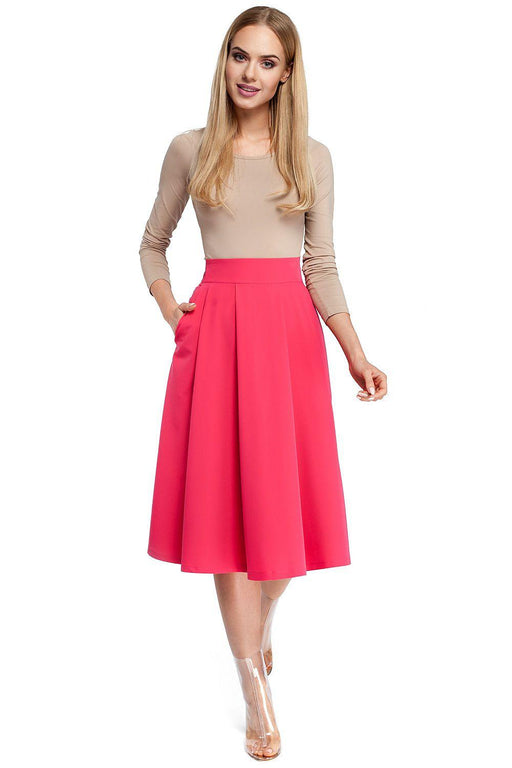 Chic Knee-Length Skirt with Stylish Side Pockets for Effortless Elegance