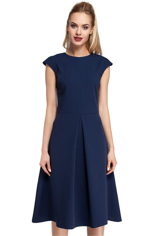 Chic Midi Dress with Unique Pleated A-Line Skirt