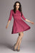 Ravishing Fuchsia Flared Cocktail Dress with Elegant Waist Belt for Evening Glamour