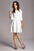 Elegant Ecru Flare Dress with Waist Belt - Model 10134