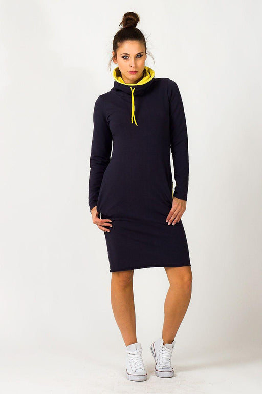 Sporty Chic Knit Daydress with Adjustable Sleeve Length