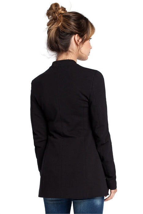 Elegant Collared Knit Jacket by BeWear