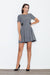 Chic Leather-Trimmed Fit-and-Flare Dress in Size Small