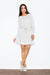 Lightweight Long-Sleeved Cotton Flared Dress with Adjustable Waist Tie