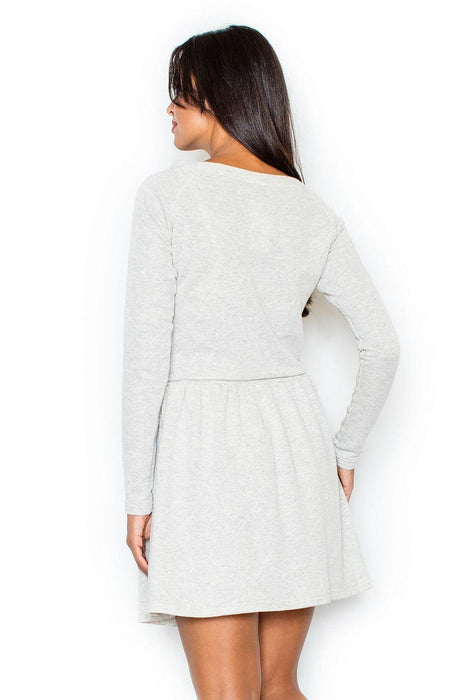 Airy Cotton Flared Day Dress with Waist Tie - Long-Sleeved Comfort Statement