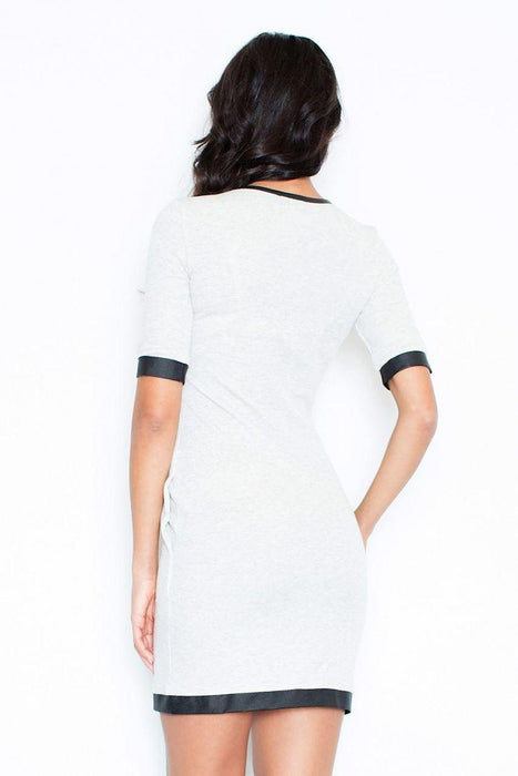 Chic Knit Daydress with Elegant Contrast Trim and Functional Pockets