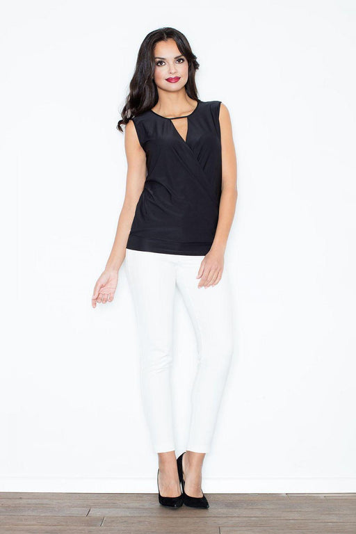 Elegant Sleeveless Top with Contemporary Neckline - The Perfect Blend of Style and Comfort